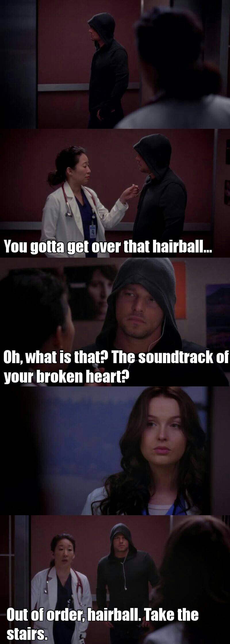 Cristina: "What is that? The soundtrack of your broken heart?" 😂😂😂😂😈
