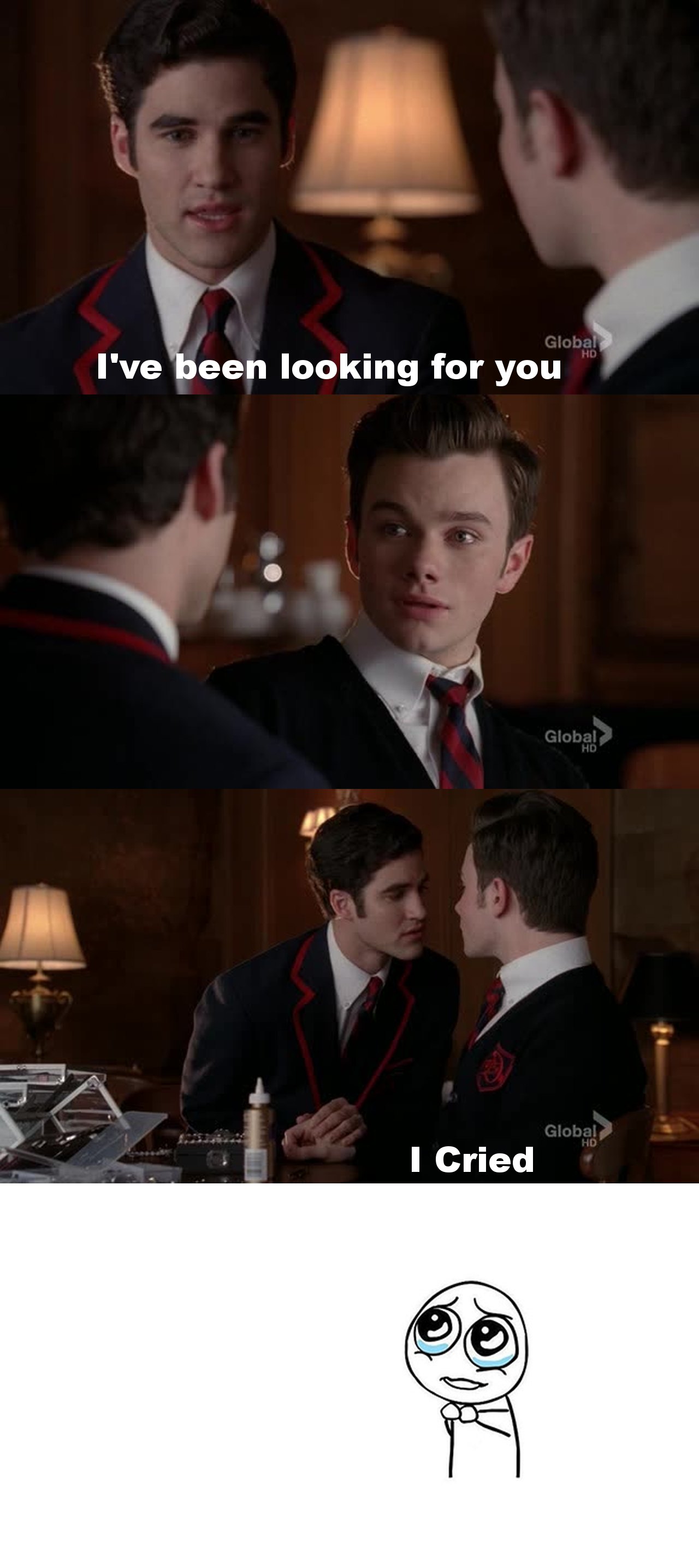 Let's talk about Klaine...I started yelling and clapping while I was crying...lately i realised that was late in the night 😅😅😅
