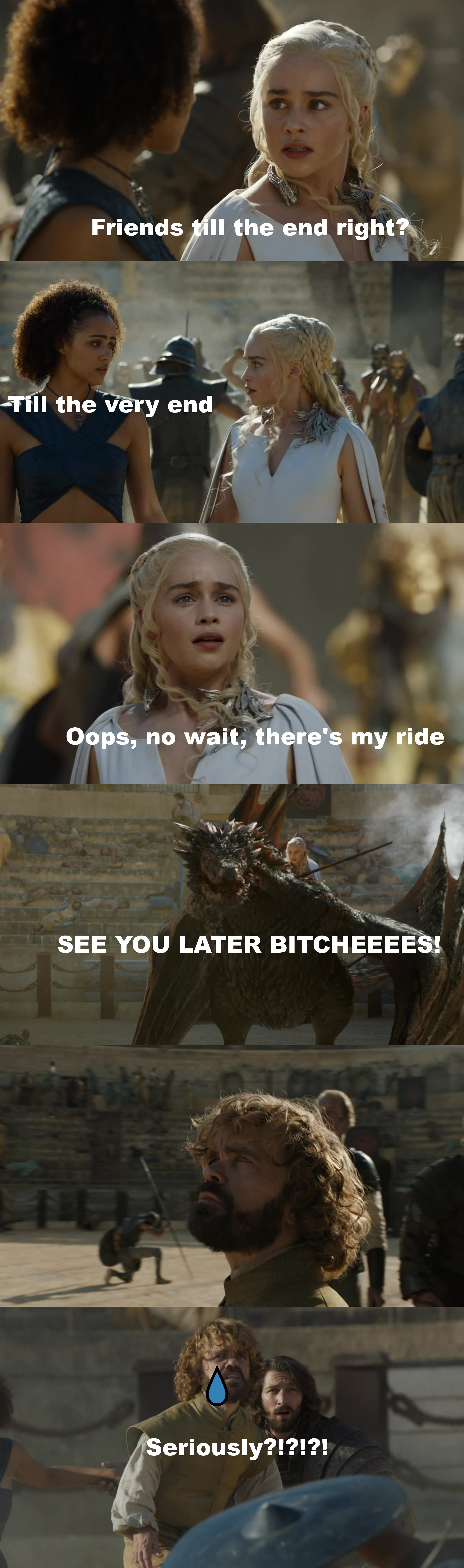 But y'all realize Daenerys basically abandoned them in that pit 😂😂😂