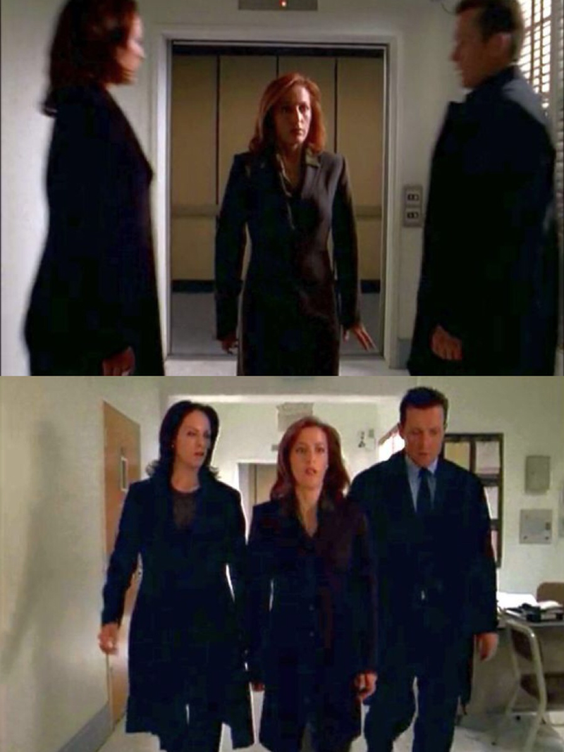 Who you are gonna call? Dana Scully!
Yep she's the expert
Love this shot in which they wait and follow her like her personal army