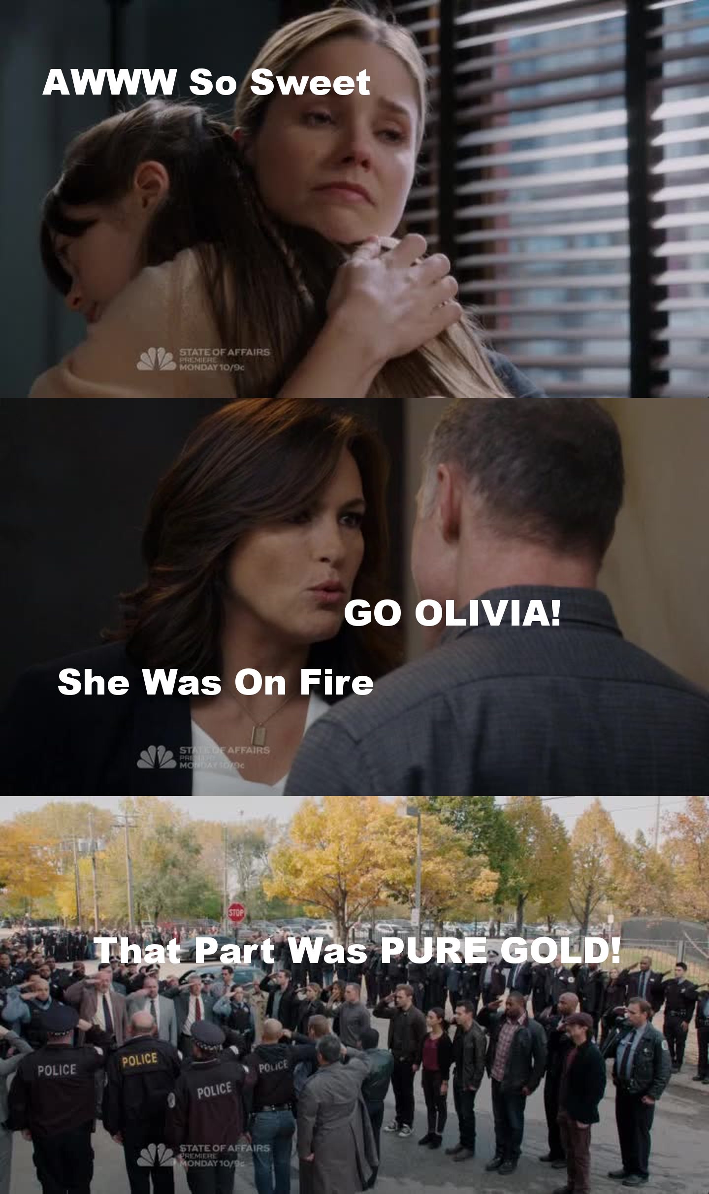 FANTASTIC CROSSOVER! LOVE Every Minute Of It
So Much Drama/Action Kudos To All 3 Shows CF & SVU & CPD
I Just Wish We Had More Scenes Of Lindsay & Halstead
PS: Sophia Bush & Mariska Hargitay Stole The Show.They Were Amazing!
APPLAUD APPLAUD APPLAUD!