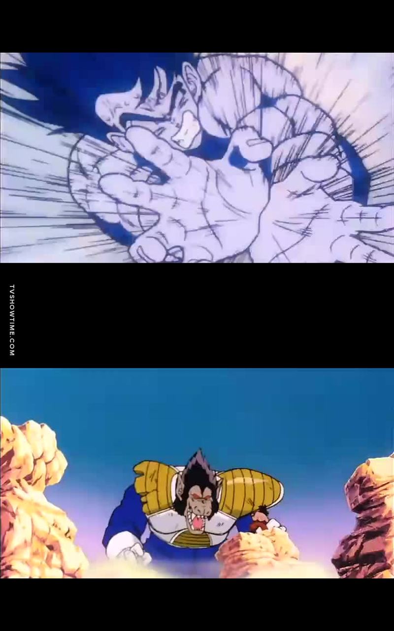 - CARAI, kamehameha + kaioken!
- Vegeta macacão com lua artificial, FUUUU!!!