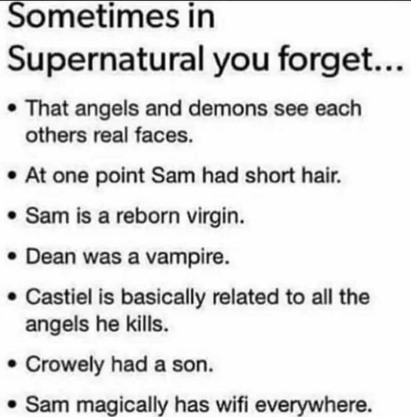 "At one point Sam had short hair" is my favorite one 😂😂