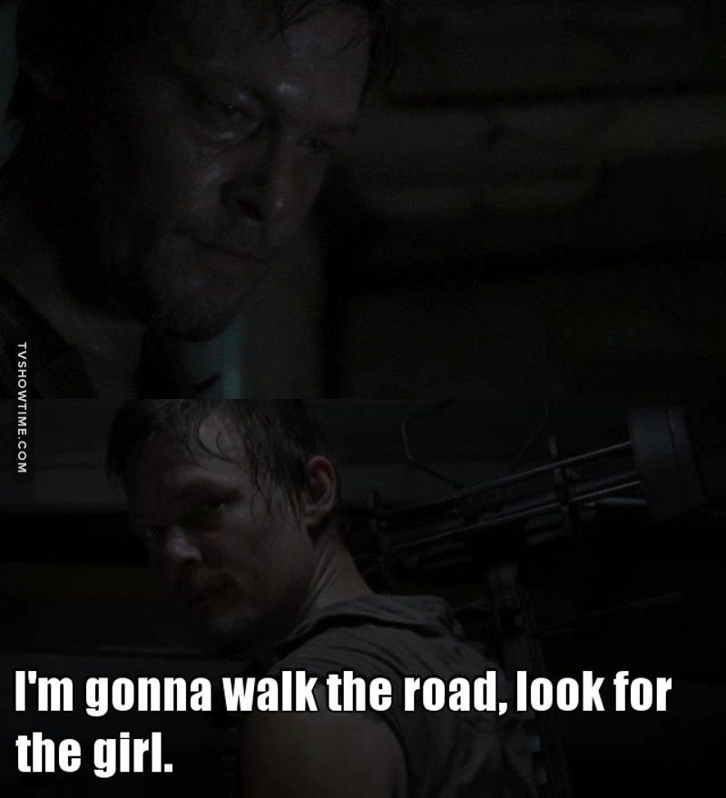 On parle tjrs de Rick pour cette série, mais pour l'instant Rick c'est le cow-boy, le héros, ces actions sont prévisibles. Alors que Daryl il passe de "connard/facho/nerveux" à héros potentiel, son évolution est plus intéressante.. En tt cas pour l'instant..