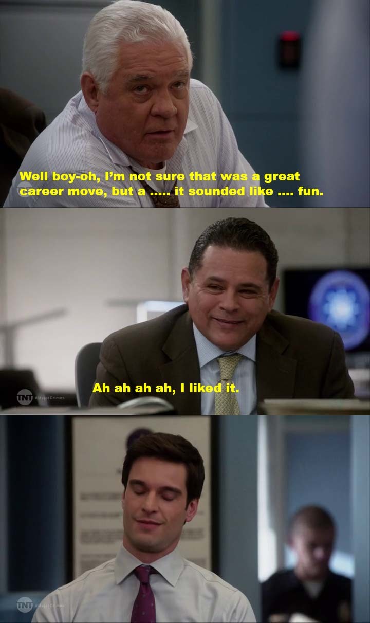 Well done, Wes Nolan! I liked it too! It really did sound like fun. I bet everyone in the team wanted to say that to bitchy Davis.