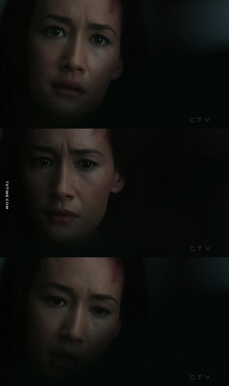 Maggie Q with same look we all had when Trump was named President