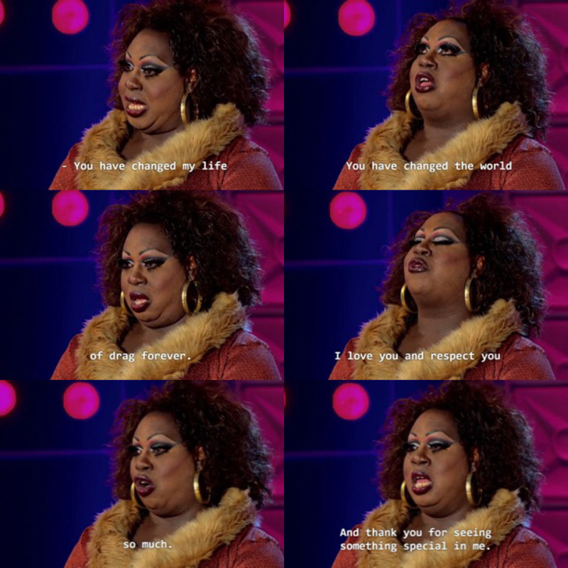 "She's large, in charge, chunky, yet funky, the bold and beautiful. I am Latrice Royale."
MARAVILHOSAAAA, tô muito triste por ela ter saído. ♥️ :(