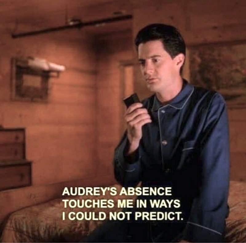 Part 9 to 18.
No news of Audrey Horne.