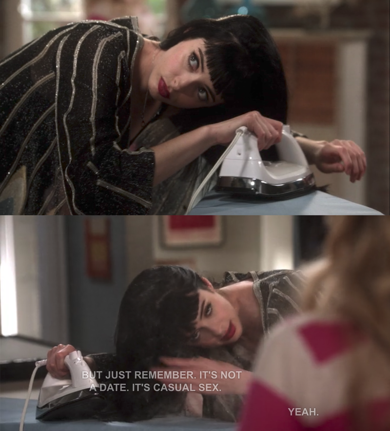 I love how Chloe is straightening her hair with an actual iron.
