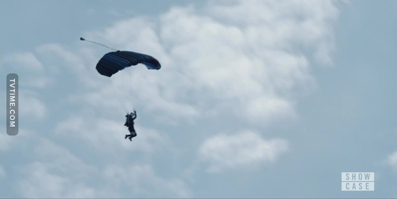 Since she is parachuting, why doesn't she fly over the lake? 🤔😫😑 It's faster than running.