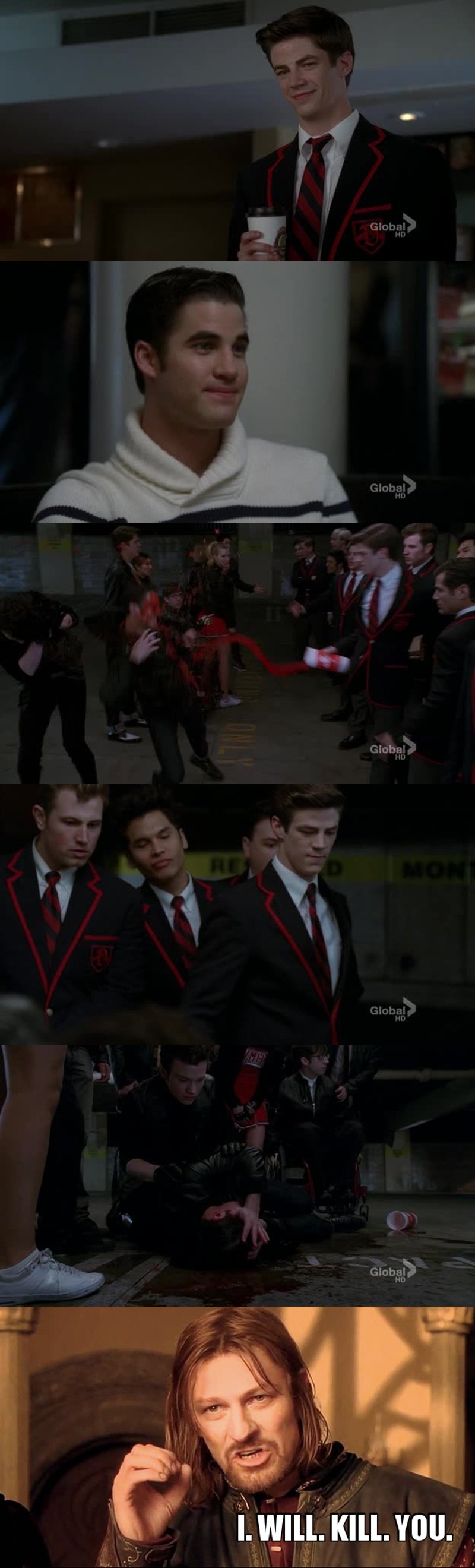 I didn't really care about Sebastian (just thought that he was hot) but now, HATE HIM WITH ALL MY HEART
DON'T TOUCH BLAINE YOU STUPID BOY