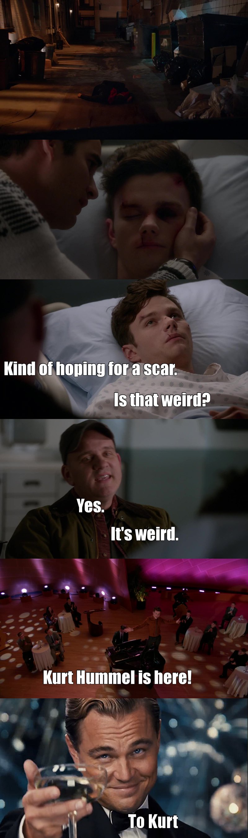 Kurt Hummel is here, fighting and making a joke of it all, bitches!
