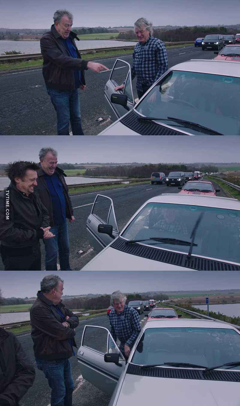 That van creating big traffic jam! Was he part of the Grand Tour filming crew or just someone being an idiot and just watching Jeremy and co??