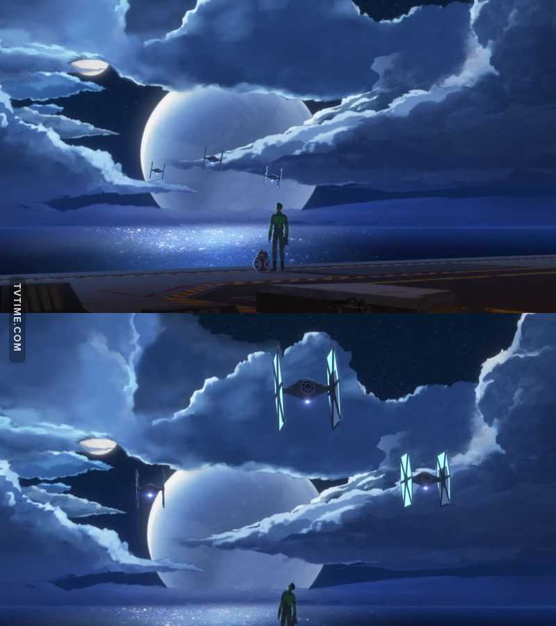 Ok I just loved that episode overall and the graphism were beautiful. We're treading on TFA territory now and I can't wait to see how the show is gonna run parallel to the movies and fill up the gaps. Loved the backstory on Starkiller base too; the hollowed out planets and the whole starless system were very sinister. I think the show is gonna start losing some of its lightheartedness now since we're nearing the Hosnian tragedy...