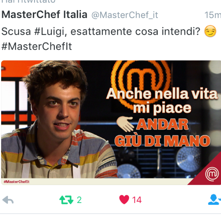 Uno dei motivi per cui guardo MasterChef sono gli account Twitter di MasterChef e di Joe 😂