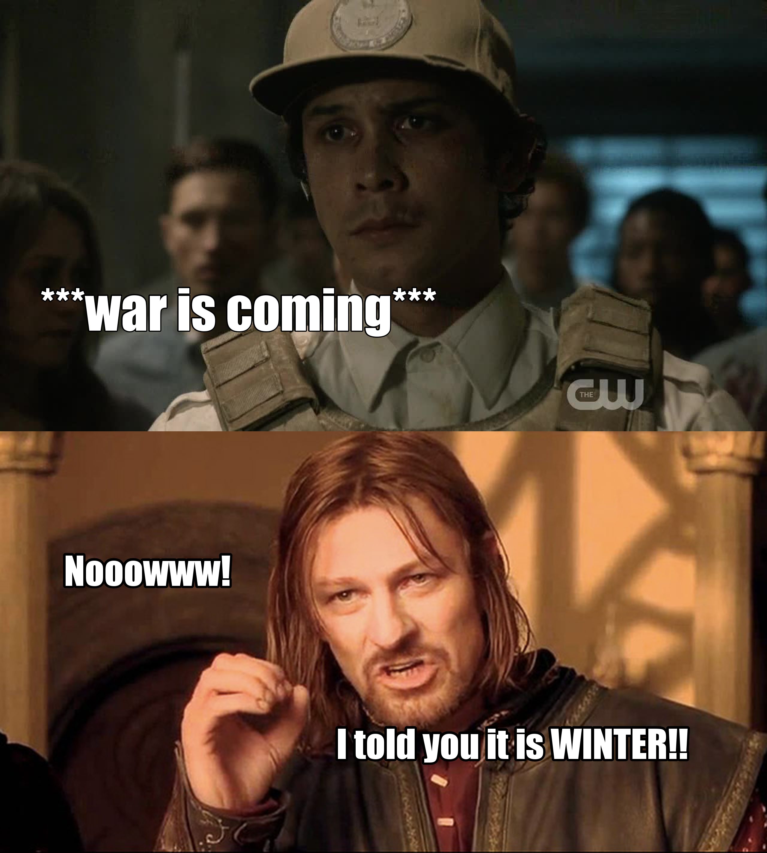 I'm gonna make a huge comparison, don't say I didn't warn ya!
THE 100 OR THE MODERN G.O.T.
Seriously the show is so dark and creepy sometimes, I need to process because at first it was just 100 teenagers being on the ground for the first time, with crazy behaviors.
But now, everyone is fighting against everyone to reign on the ground.
The alliance between the sky people and the grounders is really awesome, Octavia rocks...
About Game of Thrones... this pretty the same, not the same place neither the same time, but at the en of the day, all of them are just gangs of barbarians, one side got swords when the other got also guns!
To sum up, I'm gonna let Bellamy have the last word...