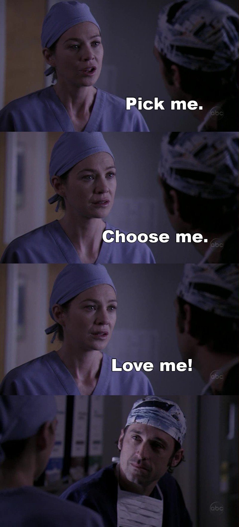 One of Grey's Anatomy's best scene!
I'm always crying when I see it... Ç_Ç
DEREK PLEASE CHOOSE MEREDITH!