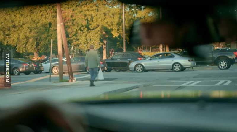 Loud car with bright yellow stripe on it following suspiciously slowly behind. But he didn't notice??