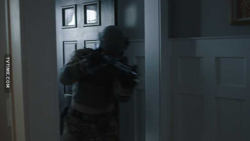 Telling her to be quiet and not warn him and unlock door but they still make a loud noise going through the door??